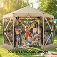 thumbnail image 4 of Outsunny 10 x 11 ft Pop Up Gazebo Screen Tent, Outdoor Portable Instant Camping Canopy Screen House Sun Shelter with Nettings, Carry Bag, Beige, 4 of 9
