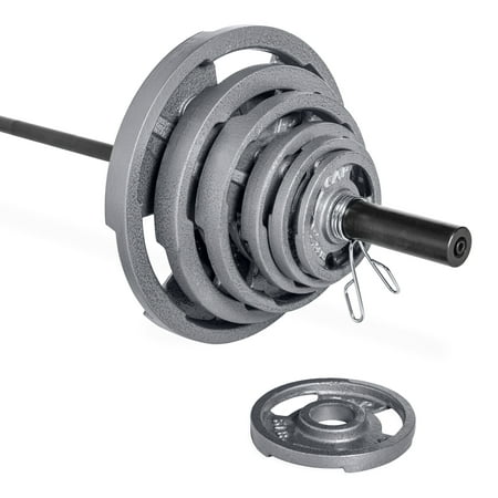 CAP Barbell 300 lb Weight set with Olympic Machined Grip (Best Olympic Barbell Set)