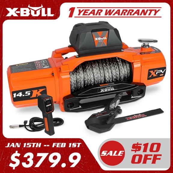 X-BULL Electric Winch XPV 14500LBS 12V Synthetic Rope SUV Jeep Truck Towing 4WD Off-Road 2 in 1 Remote Control Wireless and Wired