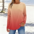 thumbnail image 2 of Women's Fallow Printing Round Neck Long Sleeve T-Shirt Tops Blouses Solid Color Casual Daily Wear Vacation Travel Fashion Essential Gift for Women | Sopatenor,Orange XL, 2 of 8