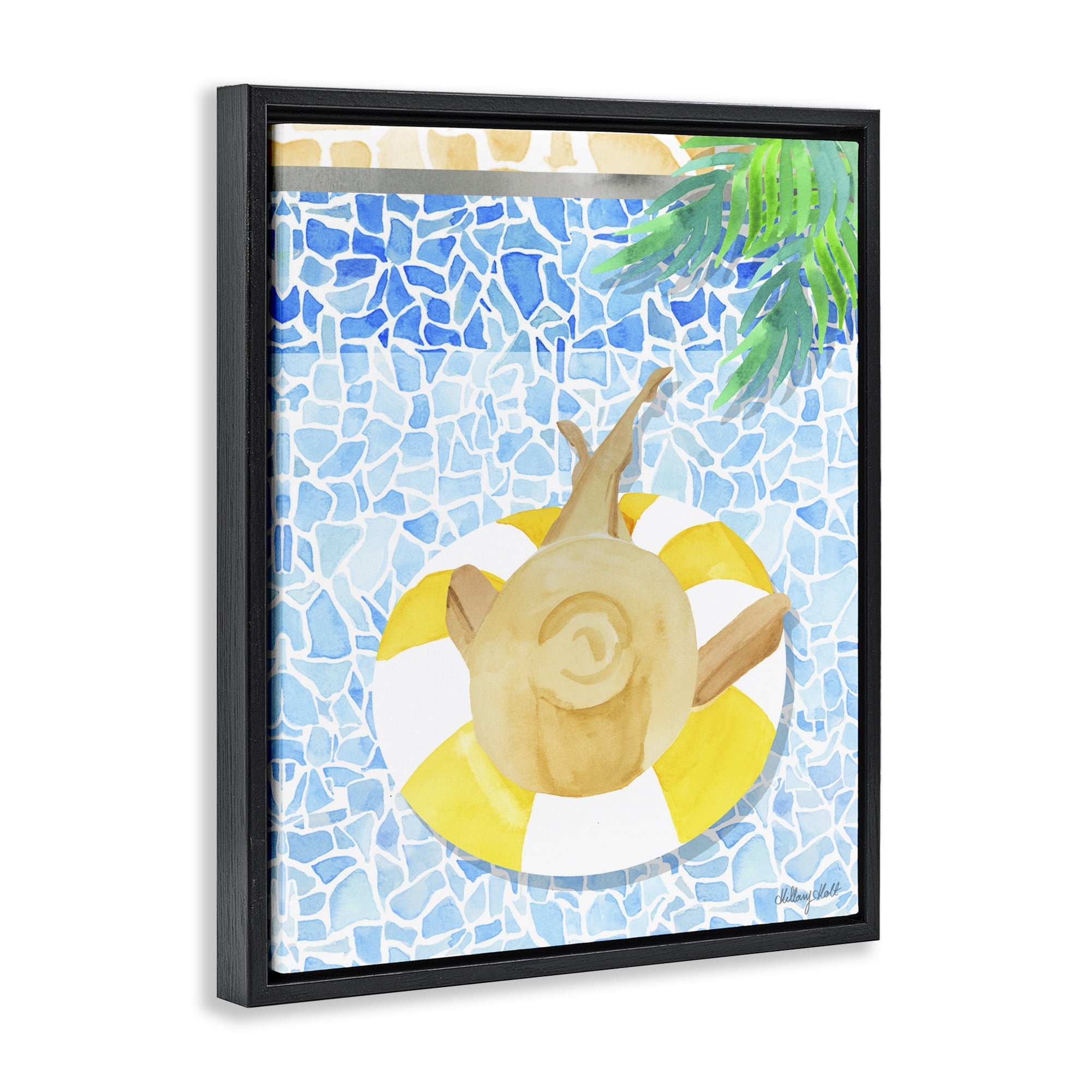 Stupell Industries Summer Poolside Drift Black Framed Floater Canvas Wall Art, design by Hillary Holt