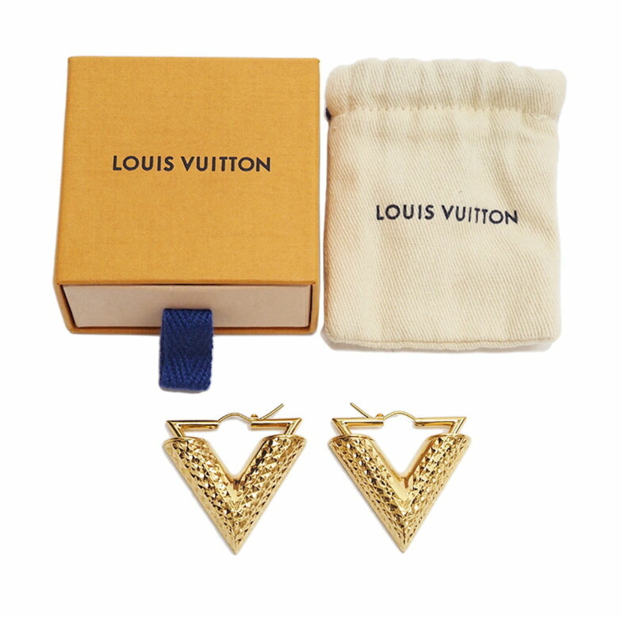 LOUIS VUITTON M63187 Bookle Dreil Hoop Essential V Earrings Pink