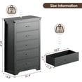 thumbnail image 3 of PulseFay Farmhouse 5 Drawer Dresser for Bedroom, 47" Tall Chest of Drawers, Wood White Dresser with Deep Drawers, Storage Dressers Organizer for Bedroom, Living Room, Hallay, Black, 3 of 8