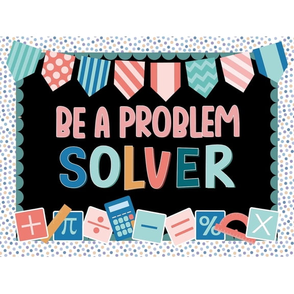 48 Pcs Math Bulletin Board Decorations Sets be a Problem Solver Bulletin Board Decor Cubes Math Keywords Problem Solving Paper Cutouts for Elementary Back to School Classroom Wall Decor
