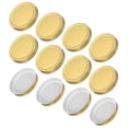 thumbnail image 1 of Uxcell 12Pcs Tapas de Lata para Conservas con Etiqueta para Tarro Mason Regular Dorado (86mm), 1 of 7