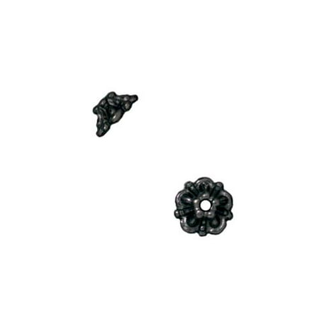 Black Finish Pewter 'Tiffany' Bead Caps 5.7mm (4)