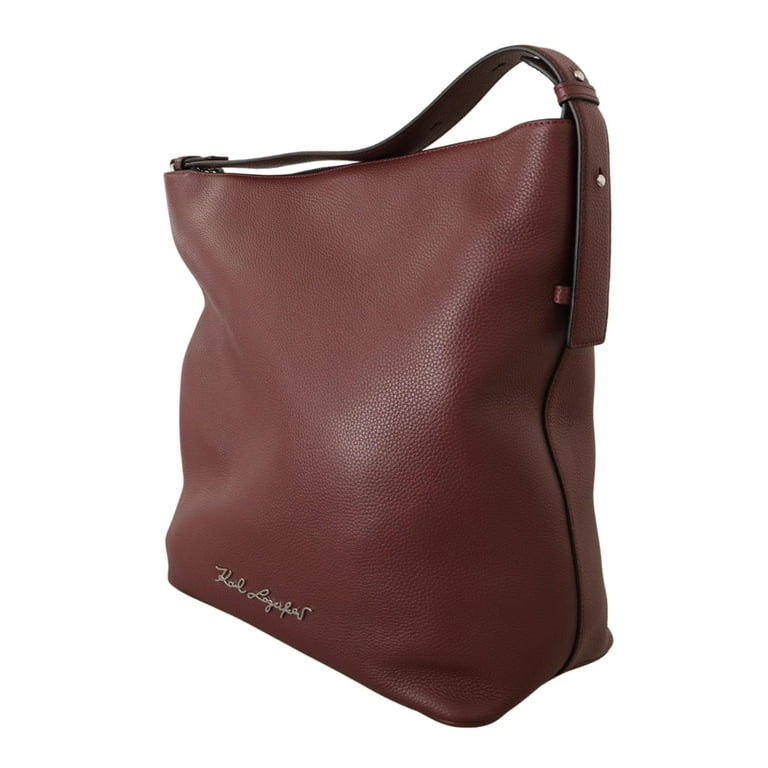 Karl Lagerfeld Wine Pebble Leather Tote Bag