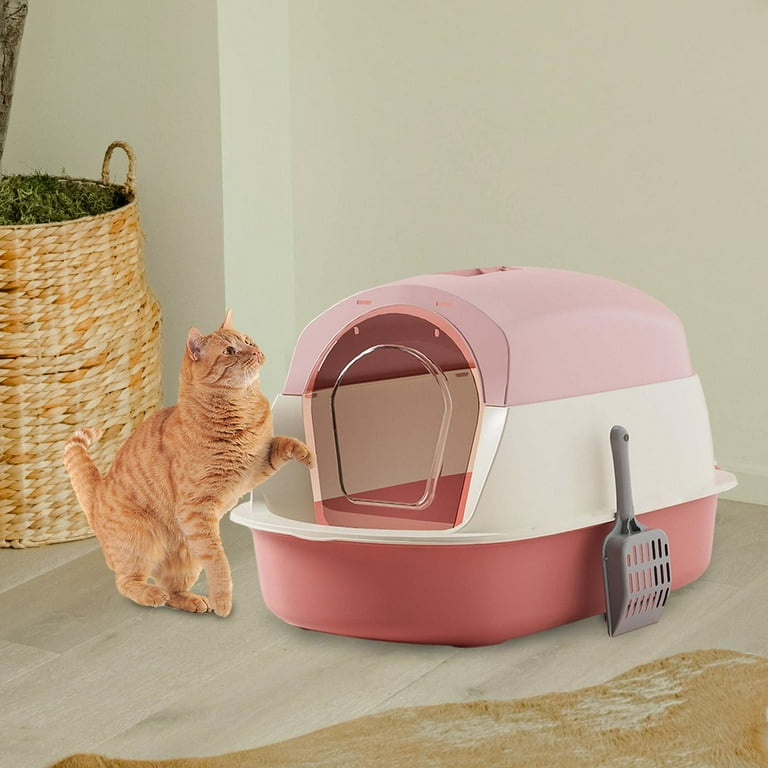 Cat Litter Tray Pet Supplies Enclosed and Covered Cat Toilet Pet Litter Box Pink Walmart