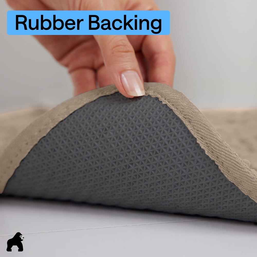 GORILLA GRIP Ultra Absorbent Grippy Doormat for Muddy Dog Paws, 48x30 Machine Washable Soakstopper Rugs Cleaner Floors, Bed Mat for Dirty Dogs, Indoor Entrance Door Rug Pet Bed Mats Beige Ivory