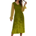 thumbnail image 1 of Robe Patchwork pour Femmes à Col en V en Velours et Chiffon Longueur Genou Sans Manches, 1 of 9