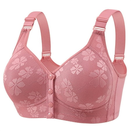 Baodmurt Push Up Bras for Women Lounge & Sleep Full-Figure Front Closure Lingerie  Underwear  Pink 44ABC