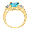 thumbnail image 3 of Mauli Jewels Rings for Women 2.15 Carat Diamond And Cushion Cut Blue Topaz Ring 4-prong 14K Yellow Gold, 3 of 6