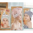 thumbnail image 5 of 2 piezas de gorro de cabello seco, toalla absorbente para mujeres, linda toalla de baño de dibujos animados, toalla de secado para cabello adulto, gorro de baño (ciervo rosa), 5 of 5