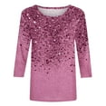 thumbnail image 4 of Homenesgenics Womens Tops under $5 Women's Printed Round Neck Pullover Long Sleeved Casual Tops for Women Sequined Plus Size Tunic Tops Womens Tops under $10, 4 of 5