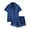 Blue, variant on Timegard Womens Pajamas Sets 2 Piece Satin Lapel V Neck Shirts Shorts Pjs Outfits Casual Sleepwear