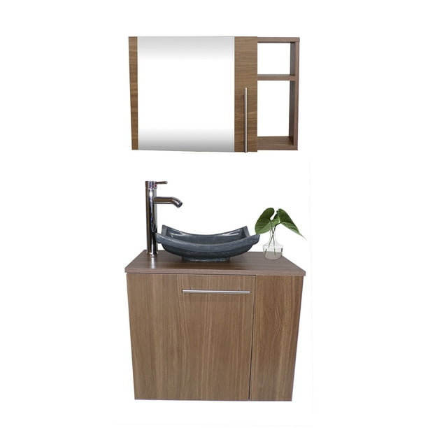 Combo de gabinete para baño DECOMOBIL 07 Derecho con Lavamanos y Monomando + botiquín con espejo