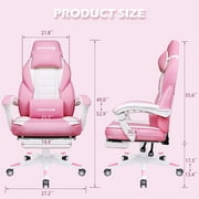 Bossin Gaming Chairs with Footrest, Massage Leather Game Chair for Adults, Big and Tall Gamer Chair with Headrest and Lumbar Support