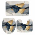 thumbnail image 2 of Abstract Impressionist Style Bathroom Rugs Set Gary Gold Color Block Non Slip Absorbent Soft Bath Mats 3 Piece Set with Bathroom Rug, U-Shaped Floor Mat, Toilet Seat Cover Large Size, 2 of 9