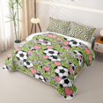 thumbnail image 3 of Manfei Sport Soccer Twin Quilt Set 2 Pieces,Floral Daisy Heart Twin Coverlet Set,Green White,1 Bedspread and 1 Pillowcase, 3 of 7