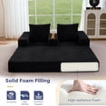 thumbnail image 7 of BYBYME Convertible Wide-wale corduroy Sofa Bed,Folding Lounger 4-in-1 Boneless Sofa with 2 Pillows and Cup Holder,Floor Sofa for Small Spaces Such as Living Rooms,No Assembly Required,Loveseat,Black, 7 of 7