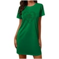 thumbnail image 4 of QUNYINEY Soft Nightgown for Women St Patricks Day Cotton Short Sleeve Sleep Dress Knee Length Crew Neck Comfy Women Sleepwear, 4 of 5