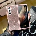thumbnail image 2 of Dteck for Samsung Galaxy Fold 4 5G Glitter Sparkly Case, Shockproof Bling Shiny Diamond Rhinestone Case with Flexible Plating TPU Bumper Slim Anti-Slip Protective Cover for Women Girls, pink, 2 of 5