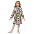 thumbnail image 6 of FORMRS Niños Bathrobe Unisex Hooded Robe Soft Plush Pajamas Sleepwear, Size 10-12T, Black Striped Trees, 6 of 7