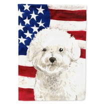 Patriotic USA Bichon Frise House Flag