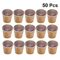 FONDOTIN Takeaway Cups With Lids Kraft Paper Soup Bowls Leak-proof For Freezer Storing 50 Pcs