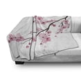 thumbnail image 3 of East Soft Flannel Fleece Blanket, Illustration of Japanese Cherry Branches with Blooming Flowers Spring Themed Boho Art, Cozy Plush for Indoor and Outdoor Use, 50" x 70", Pink White, by Ambesonne, 3 of 6