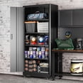 thumbnail image 5 of SOLAURA Rolling Metal Garage Storage Cabinet with Locking Doors and Adjustable Shelves, 73-inch Black Rolling Steel Tool Cabinet for Home Office, Garage, Warehouse, 5 of 9