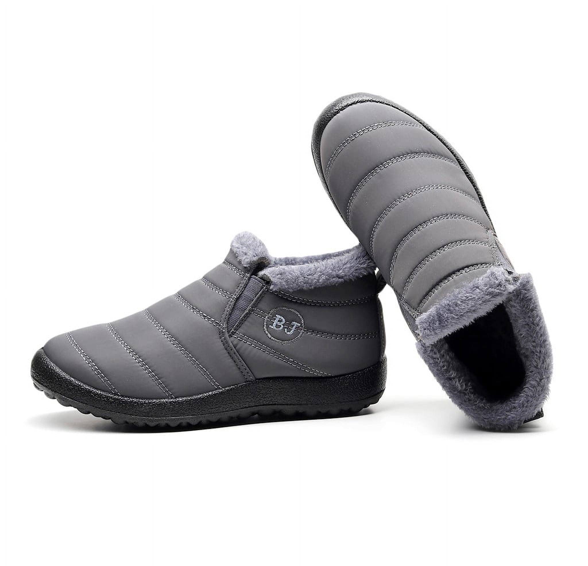 PEASKJP Men's Snow Boots Mens Snow Boots Winter Boots Work Casual Outdoor Boots Anti Slip Hiking Shoes (Grey,12)