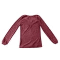 thumbnail image 5 of NINGMENG Womens Tops Solid Color Long Sleeve Tunic Crew Neck Sweaters Trendy Tops Pullover Tee Shirts Activewear,Red,L, 5 of 5