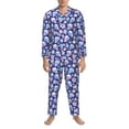thumbnail image 3 of Lsque flower Skull starry sky Pattern Long Sleeve Pajama Set for Men - Soft 2-Piece Sleepwear and Loungewear Set with Pockets, Comfy Nightwear-Small, 3 of 7