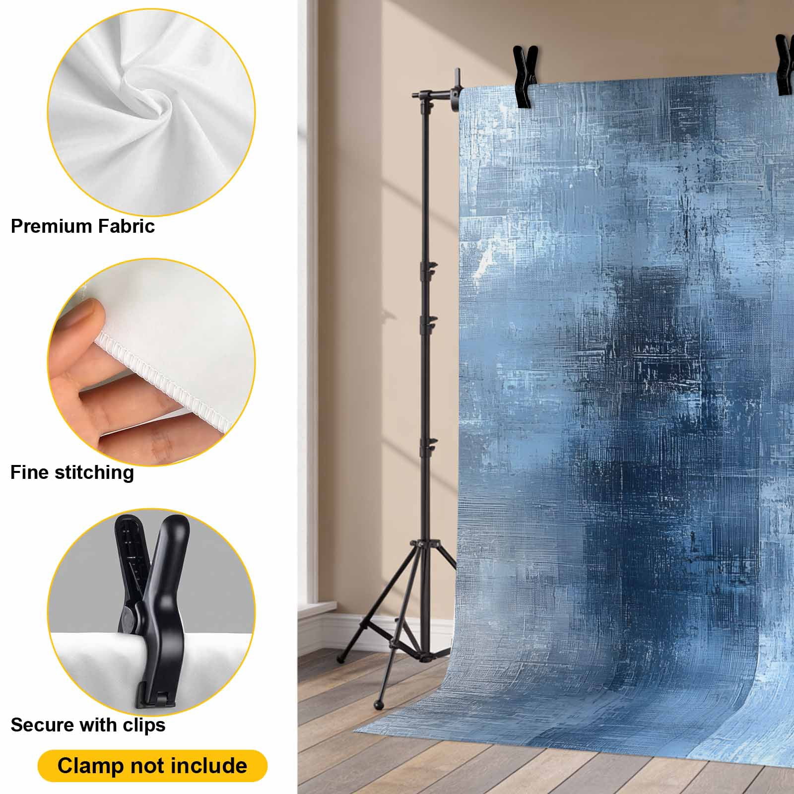 Blue Ombre Backdrop for Photography,Fabric Photo Background Backdrop,Modern Oil Painted Retro Abstract Art Photo Booth Background for Portrait Photoshoot Video Wedding Studio Decoration Banner 7x5ft