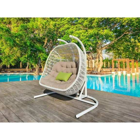 Renava San Juan Outdoor White & Beige Hanging Chair