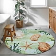 thumbnail image 3 of Round Rugs 4Ft, Sage Green Coastal Round Area Rug Washable Indoor Throw Carpet, Summer Ocean Starfish Shell Soft Non Slip Circle Rug for Kitchen Nursery Room Home Decor Aesthetic, 3 of 8