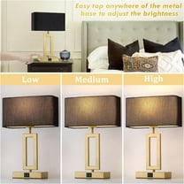 Black Table Lamps Set of 2 with Dual USB Ports, 3-Way Dimmable Touch Control Bedside Lamps, Modern LED Bulbs Included