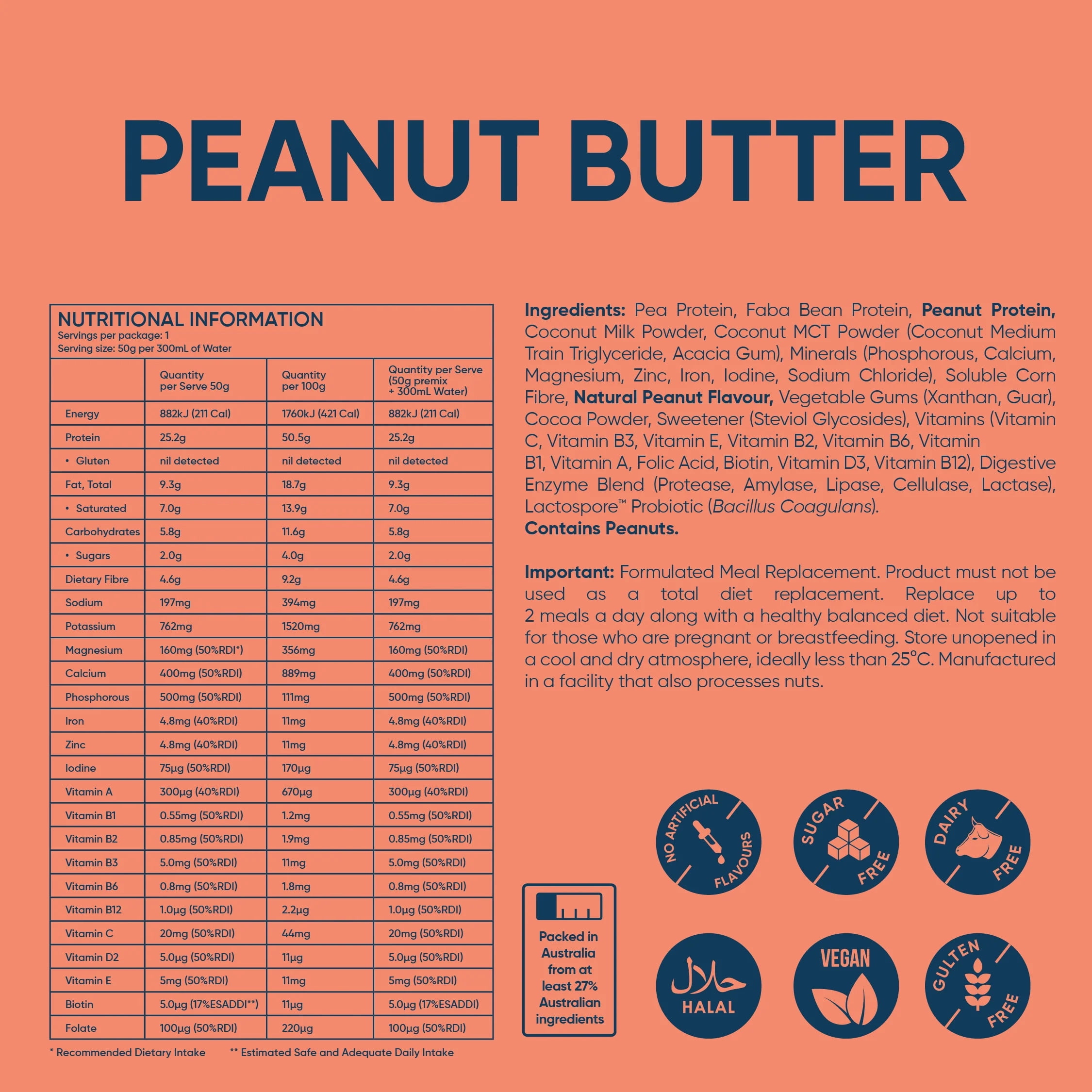 Daily Shake Peanut Butter Meal  Replacement Jar 500g