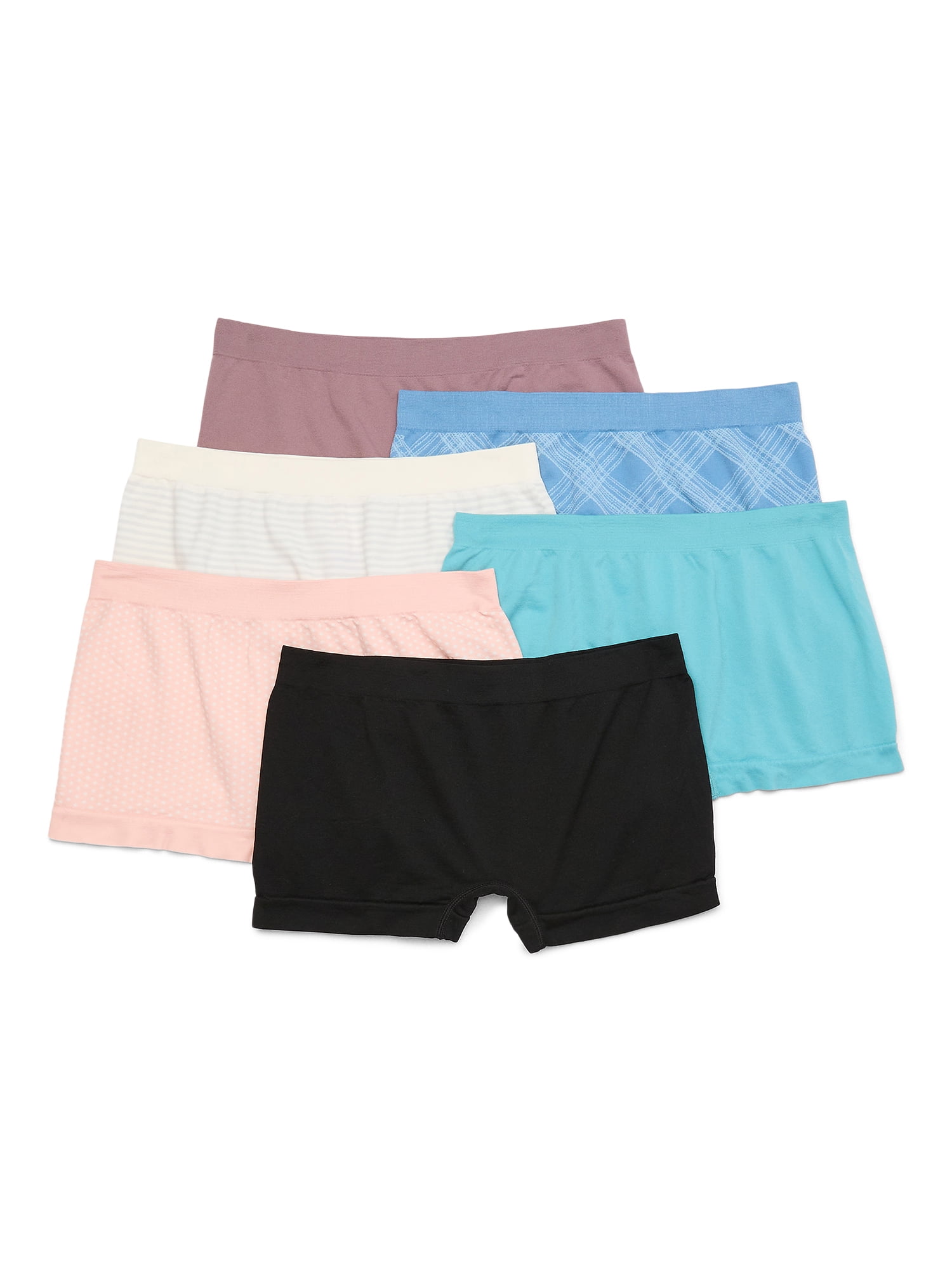 Joyspun Women's Seamless Boyshort Panties, 6-Pack, Sizes XS-XXXL
