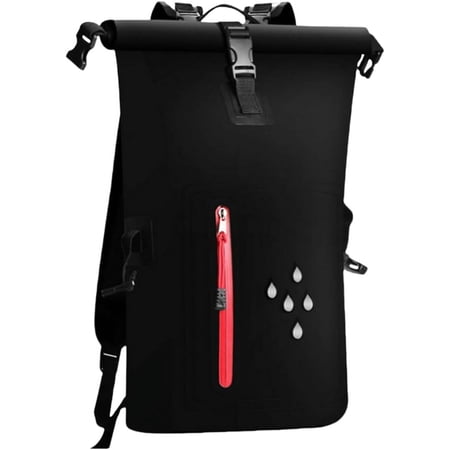 Very coolOutdoor PVC Waterproof Dry Backpack Water Floating Bag Roll Top Sack, Dry Backpack Waterproof Surfing Kayaking Camping (Black,25L)