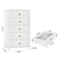 Homfa 5 Drawers Tall Dresser, Chest of Drawers Storage Bedroom Dresser