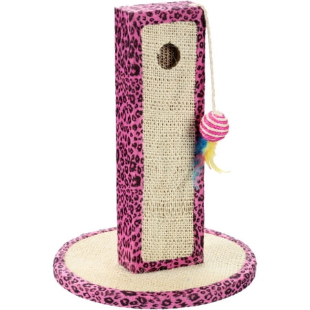 Penn-Plax Cat Life Activity and Scratching Post – Neon Pink Leopard Print