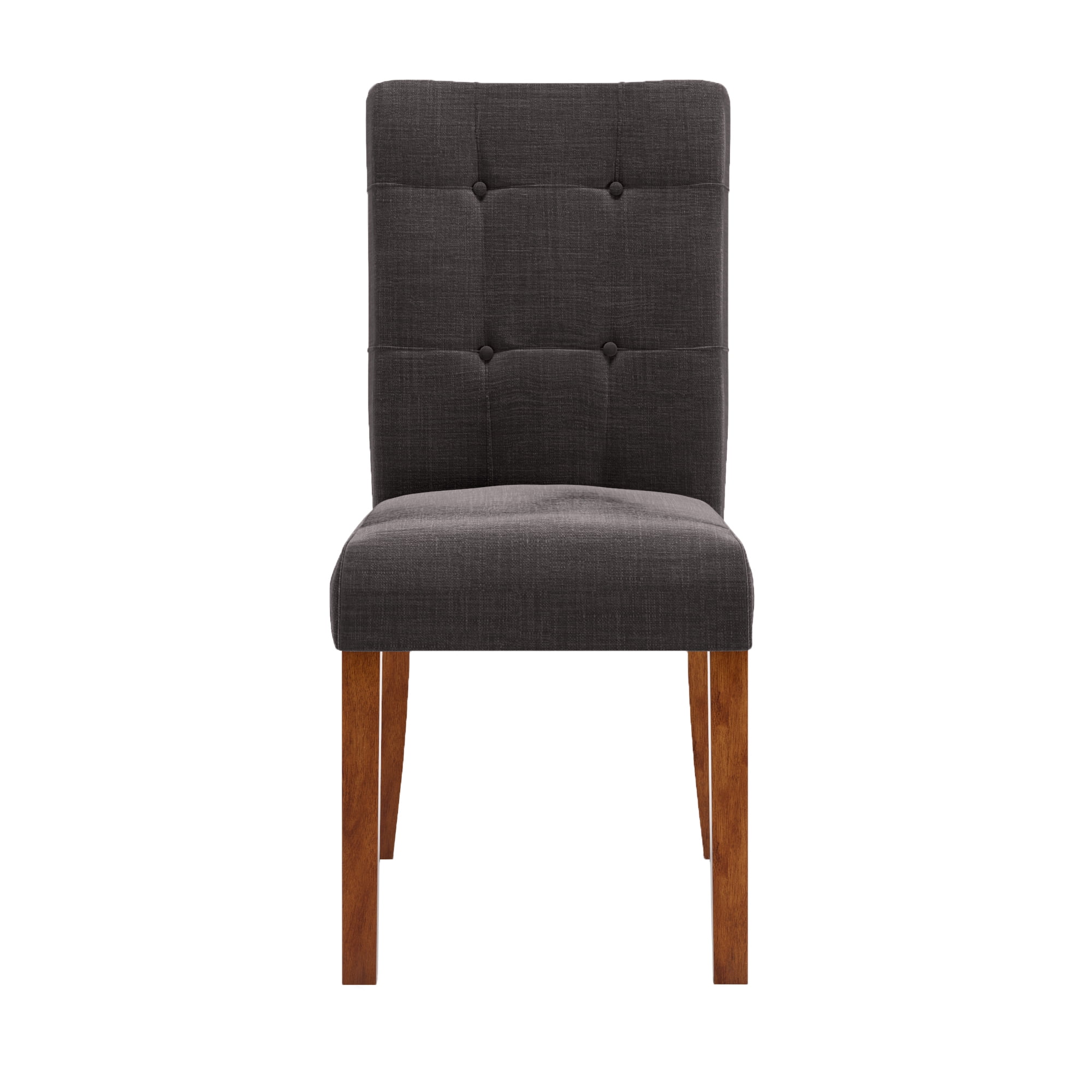 Chelsea Lane Upholstered Cherry Finish Dining Side Chair, Set of 2, Dark Gray