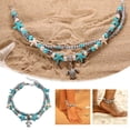 thumbnail image 2 of Womens Tibetian Sterling Beach Starfish Turtle Anklet NEW Adjusts W59C, 2 of 8