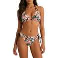 thumbnail image 5 of Women's Bikinis Tropical Print Two Piece Bikini Set Tie Side Halter Bathing Suits Summer Beach Vacation Swimsuit for Women Multicolor-2 S, 5 of 8