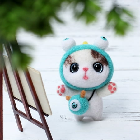 

TMOYZQ Christmas Toys for Baby Girls Boys Cute Cat Pattern Handmade DIY Poke Wool Felts Material Production Package Christmas Gift for Toddler on Clearance