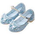 thumbnail image 6 of Quealent Girls Dress Shoes Mary Jane Princess Shoes Girls' Flats Glitter Low Heels Flower Wedding Party Footwear for Toddler Little/Big Kid Blue for Size 2.5, 6 of 7