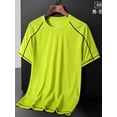 thumbnail image 4 of Sinleey Men’s Short Sleeve Quick Dry T-Shirt Muscle Athletic Waffle Tee Running Gym Workout Fluorescent Green XL, 4 of 5
