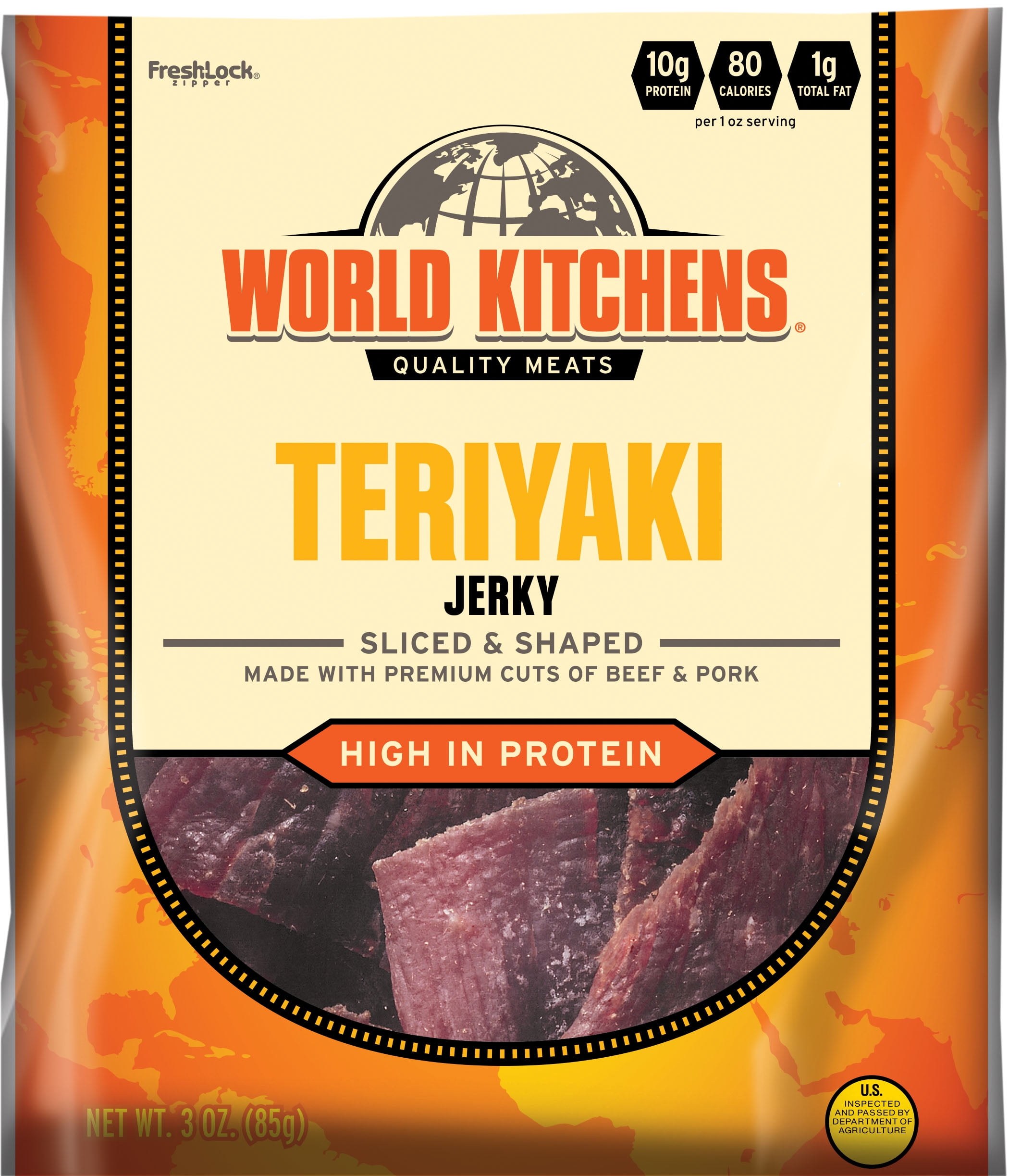 World Kitchens Jerky, Protein Snack, Teriyaki, 3oz